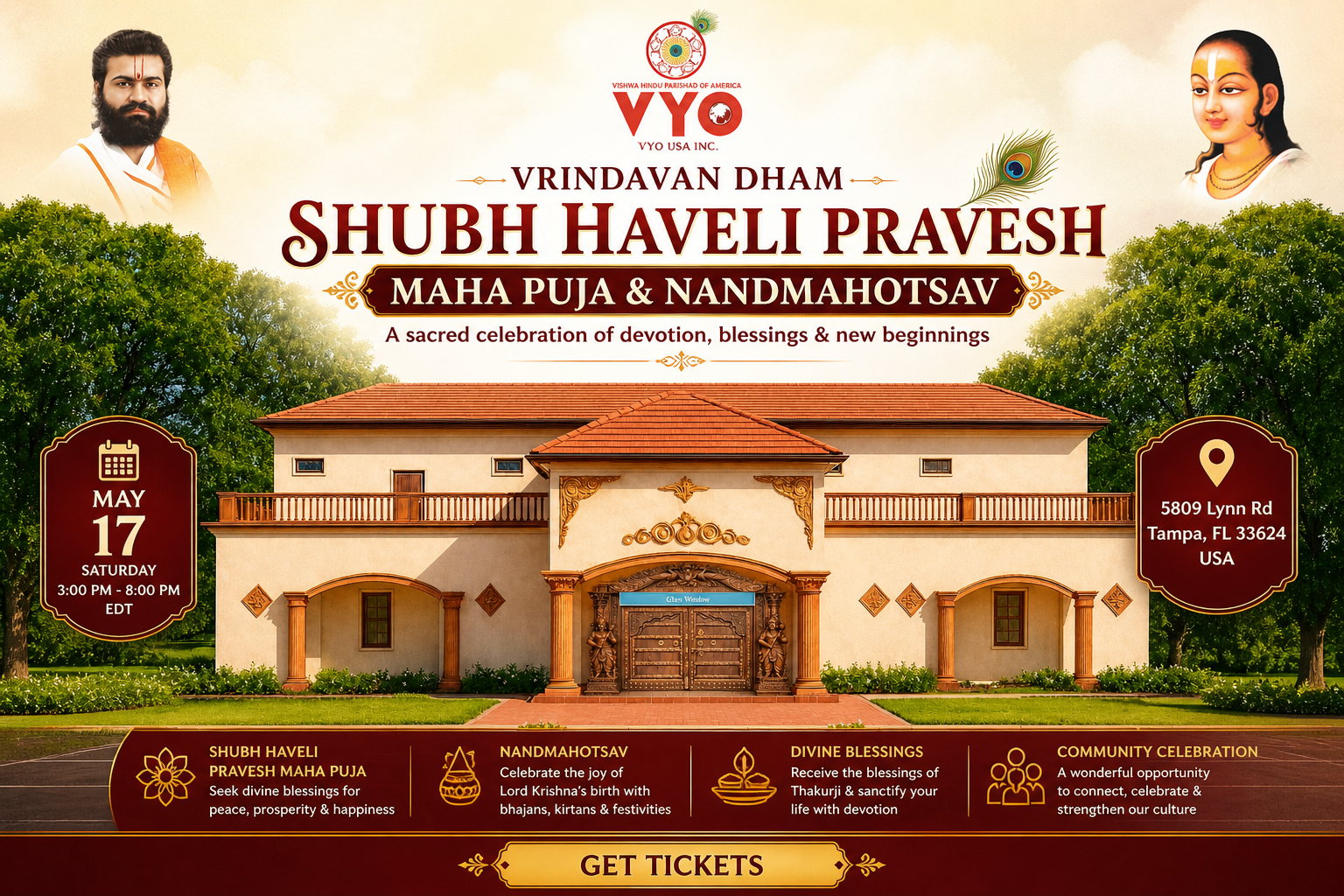 Vrindavan Dham Subh Haveli Pravesh Maha Puja & Nandmahotsav - May 17, 2026